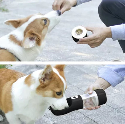 Botella de agua con cuenco para animales, 3 en 1