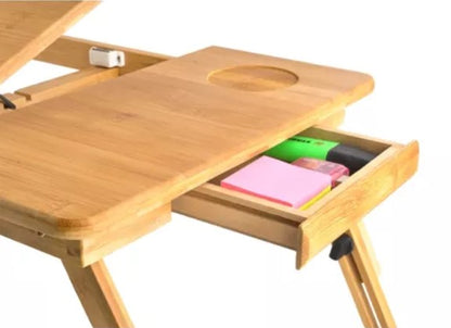 Mesa para laptop, de bambú, ajuste de altura y ángulo