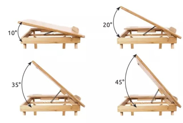 Mesa para laptop, de bambú, ajuste de altura y ángulo