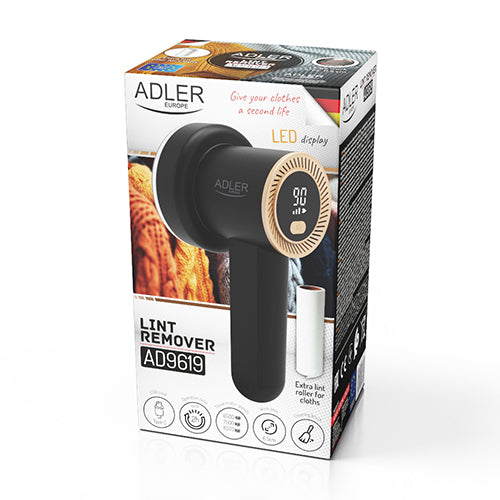 Afeitadora de telas adler con pantalla lcd + 2 rodillos para ropa