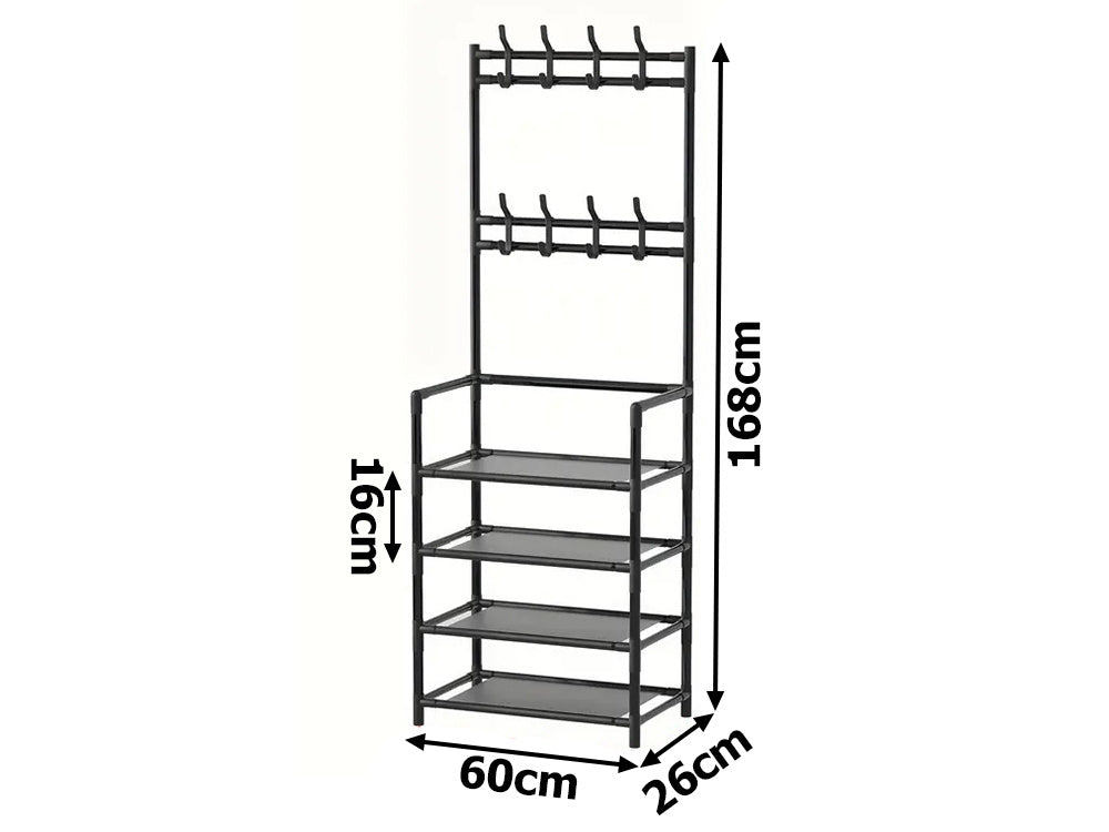 Percha de pie de metal de 5 niveles, loft armario