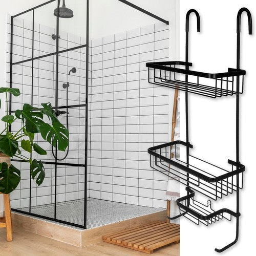 Estante de baño colgante, negro