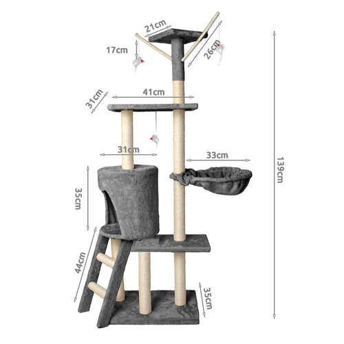 Árbol para gatos multinivel, 138cm