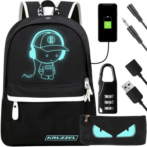 Mochila luminosa usb, reflectante ideal para la escuela, trabajo y viajes