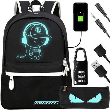 Mochila luminosa usb, reflectante ideal para la escuela, trabajo y viajes